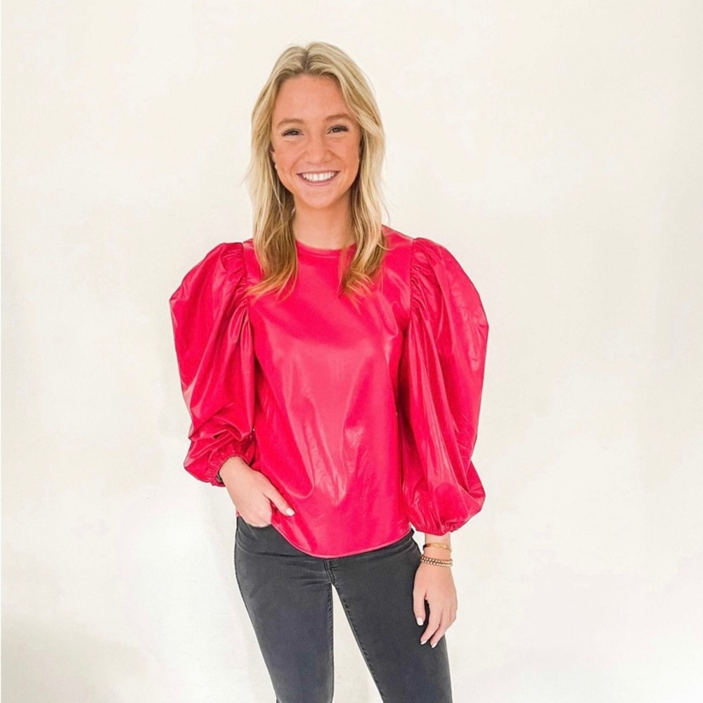 Red Karlie faux leather top